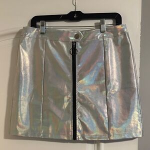 Allegra K Iridescent Mini Skirt with Zipper